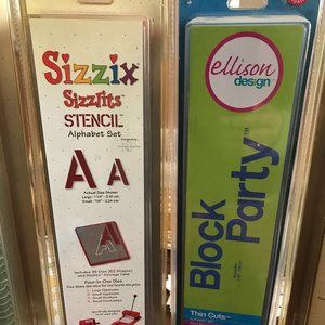Brand New lot of Sizzix Sizzlits Alphabet Die Sets "Stencil" and "Block Party"